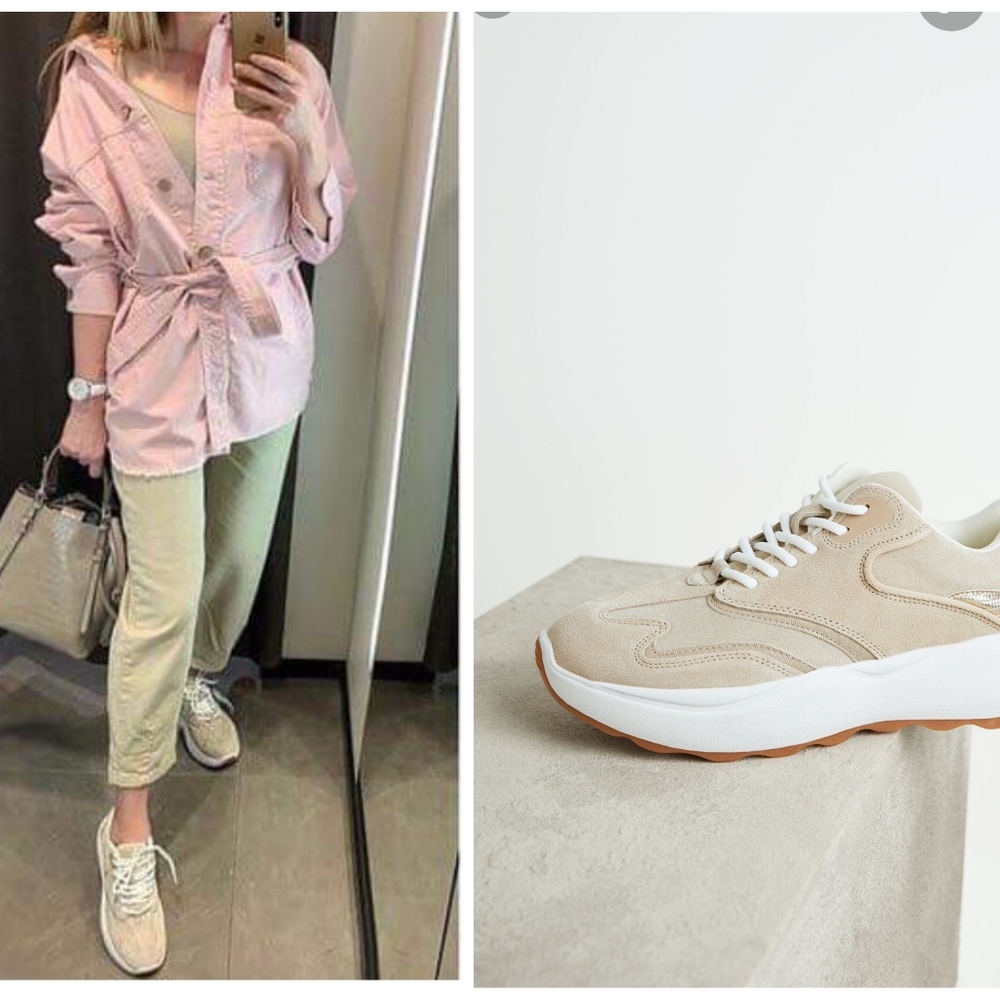 Zara White and Cream Sneakers with Chunky Silhouette - Picture 3 of 5